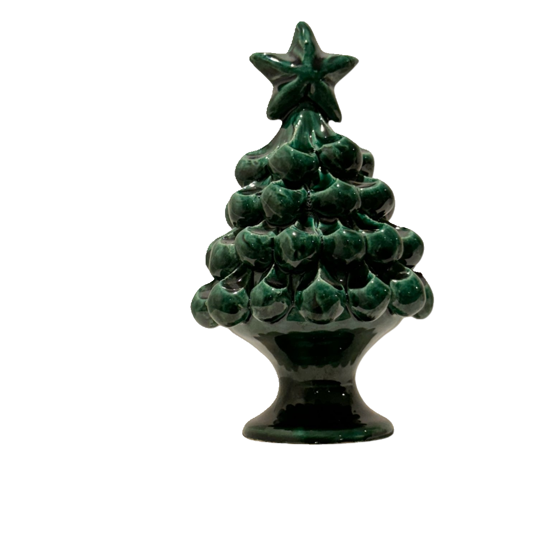 Ceramic Christmas tree shaped decoration in green