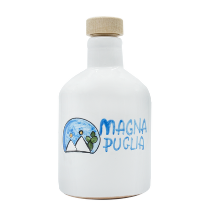 Ceramic 'Magna Puglia' Oil Bottle in White 125 ml