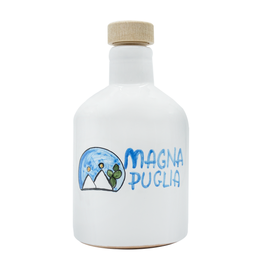 Ceramic 'Magna Puglia' Oil Bottle in White 125 ml